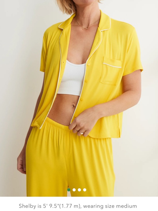 American Eagle Outfitters Other - American Eagle Outfitters Yellow Short-Sleeve Piped Pajama pair top & shorts